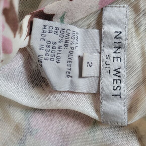Nine West Floral Ruffle Layered Sleeveless Top Size 2 Nylon Polyester Pastel Col - Picture 3 of 5